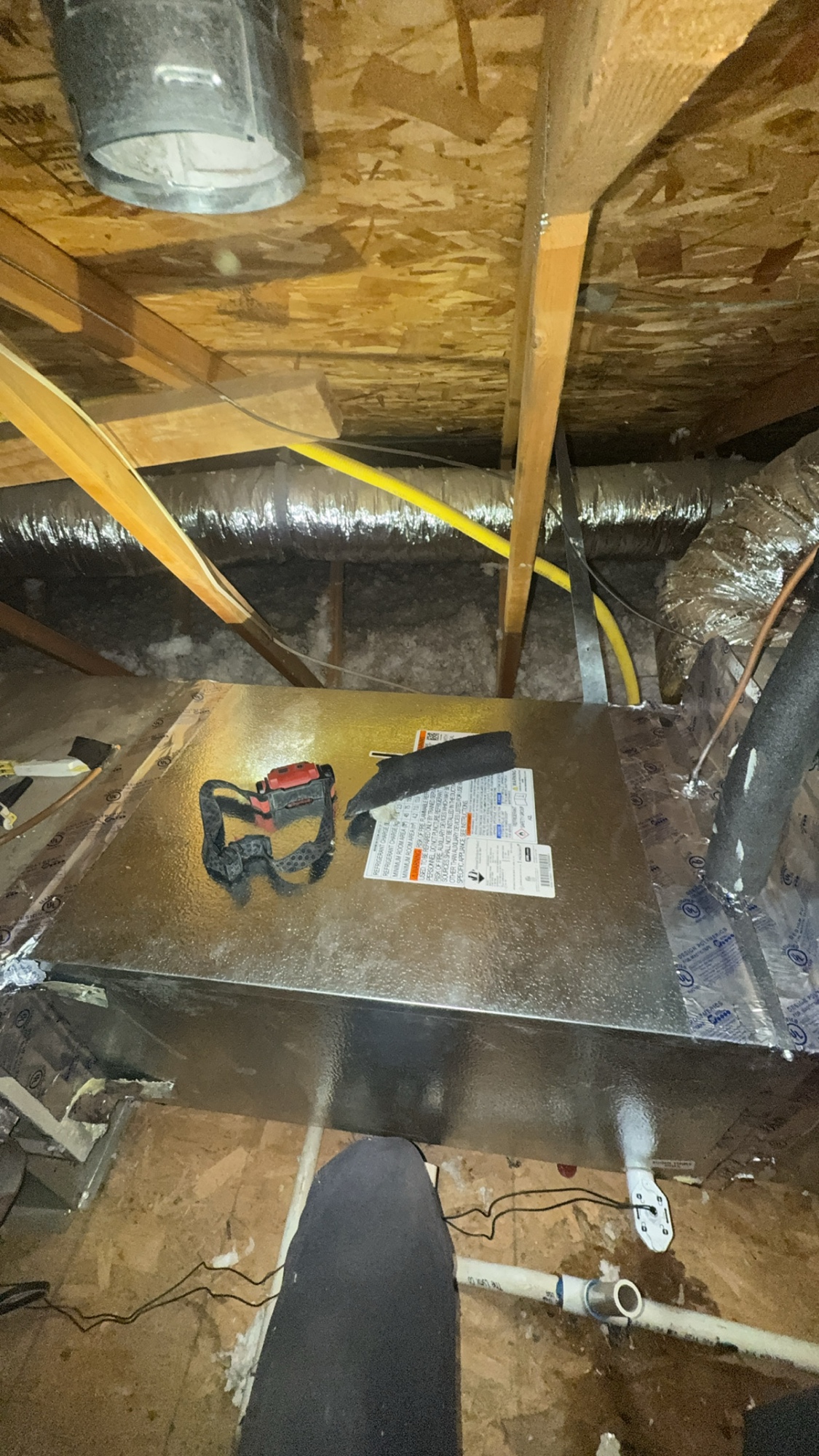Precision One Services attic HVAC equipment inspection in Yucaipa, CA